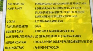6,9 MILIAR AMBURADUL PROYEK SILUMAN ! Diduga Proyek Drainase Pamulang CV VANZ KARYA Tak Sesuai Papan Anggaran, Warga Komplain